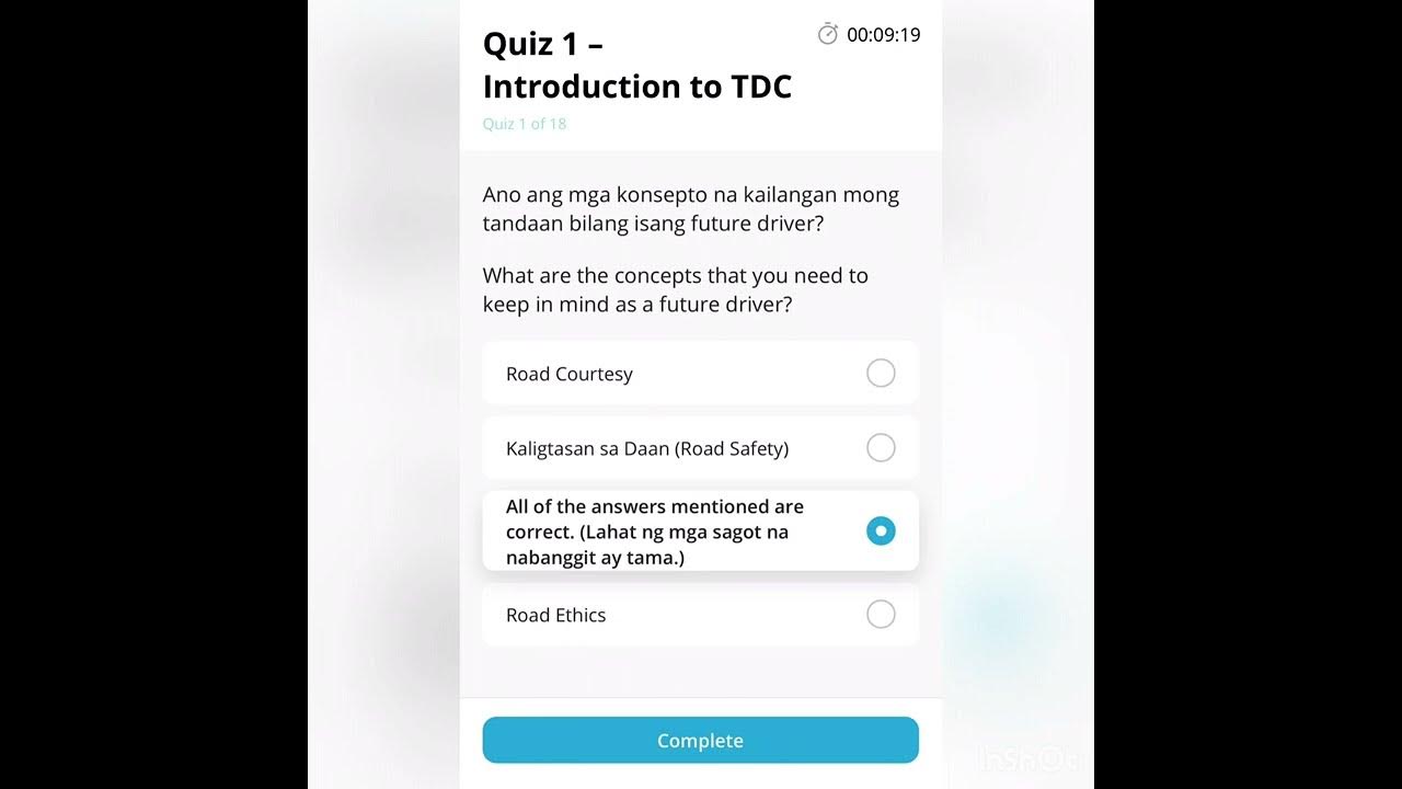 DriveSafe - Theoretical Driving Course Module 1 Quiz 1 Answers - YouTube