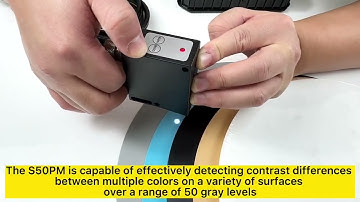 KJT color mark sensor is an industrial device that identifies labels or objects~