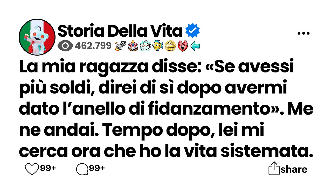 La mia ragazza disse: «Se avessi più soldi, direi di sì dopo avermi dato l'anello di fidanzamento»..