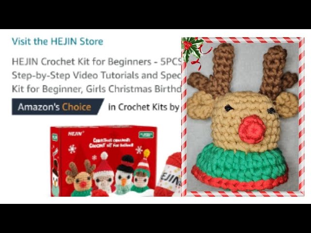 Christmas Crochet Kit for Beginners, Christmas Deer Beginner Crochet Kit  for Adults, Crochet Kits, Knitting Kit with Step-by-Step Video Tutorials