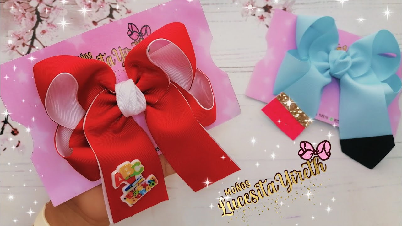 Moño Boutique con dos puntas/listón de 5 CM/ moños escolares para niñas/ Maratón regreso a clases📝