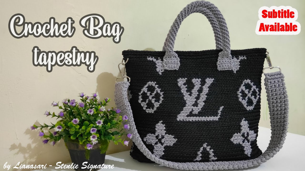 Tas Rajut Cantik Tapestry Louis Vuitton - Crochet Checkerboard pattern ala  LV 