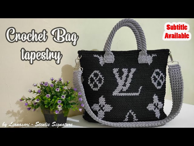 Tas Hape Rajut - crochet cellphone bag LV (Louis Vuitton Tapestry