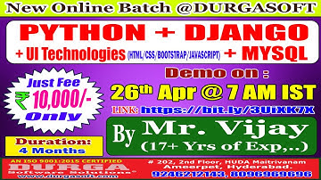PYTHON + DJANGO + UI + MYSQL Online Training @ DURGASOFT