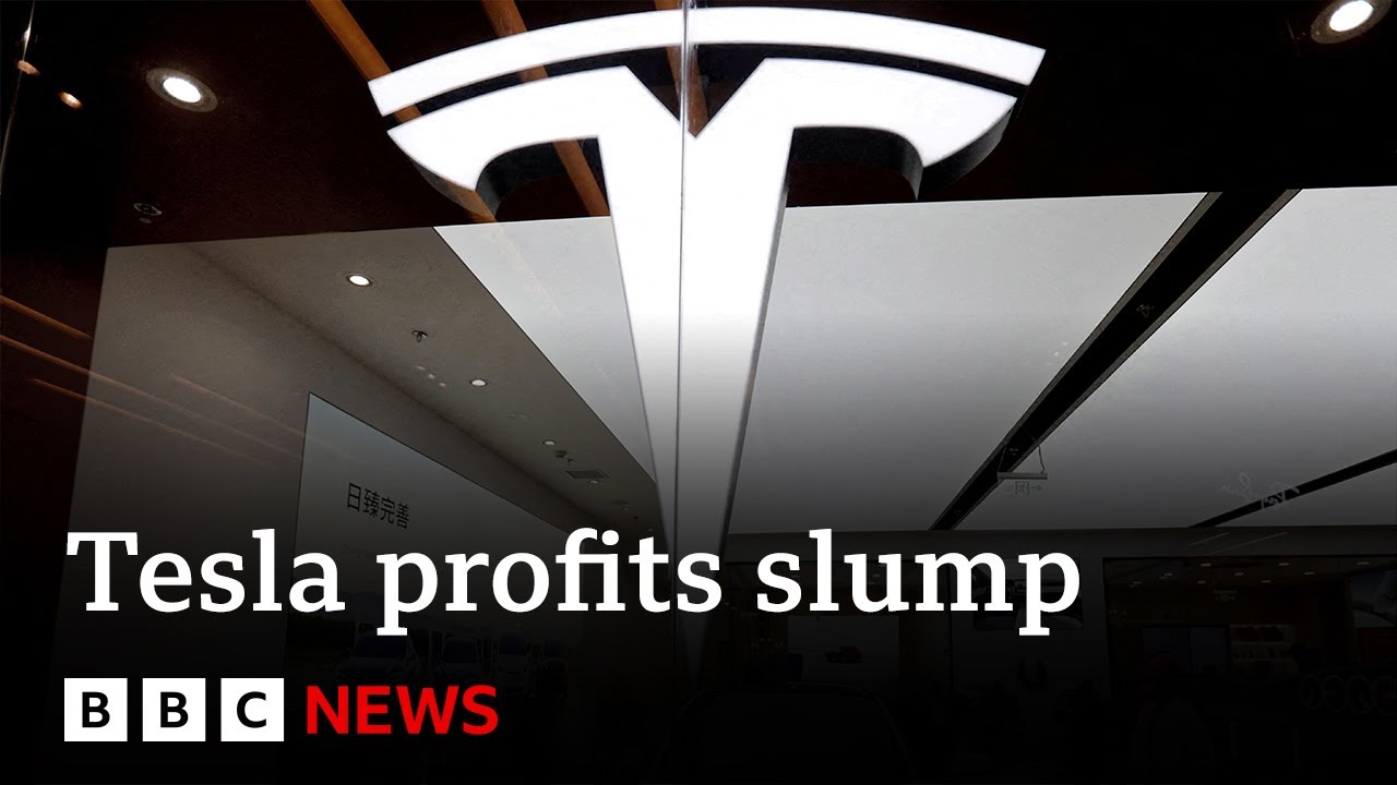 Tesla profits cut in half as demand falls |  BBC News