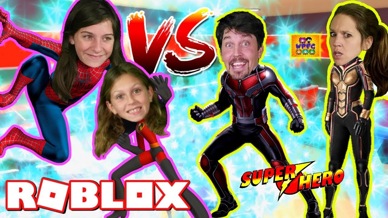Roblox 2 Player Superhero Tycoon Teams Antman Vs Spiderman Parents Vs Kids With Best Sword Ever - superhero kids playing roblox