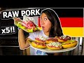 American Girlfriend tries BEST GERMAN METT VARIATIONS! - (Mettigel - RAW PORK!!)