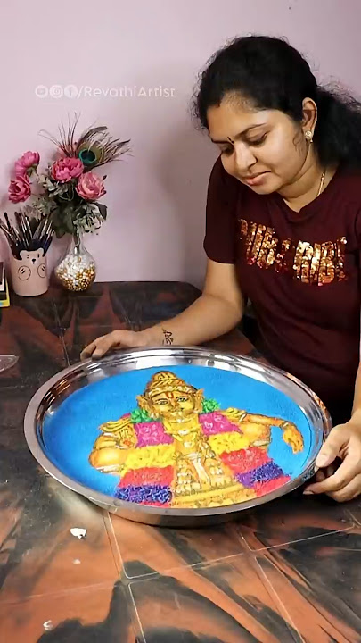 Sharanam Ayyappa 🙏🏻 #rangoli #ayyappa #ayyappaswamy #waterart #waterrangoli #revathiartist #art