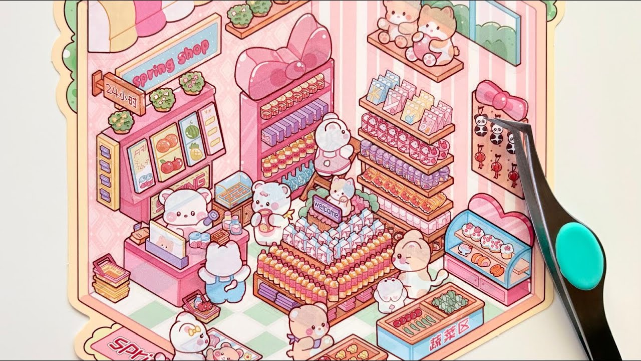 ASMR | Shop | DIY Miniature Sticker Scene | Ambient Sound | ASMR ...