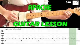 Video thumbnail of "APACHE - Guitar lesson (with tabs and chords) - The Shadows"