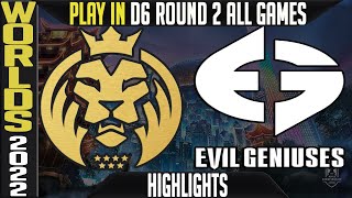 MAD vs EG Highlights ALL GAMES | WORLDS 2022 Play In Knockouts R2 D5 | MAD Lions vs Evil Geniuses