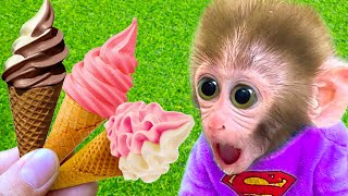 Monkey Baby Bon Bon Eats ice cream