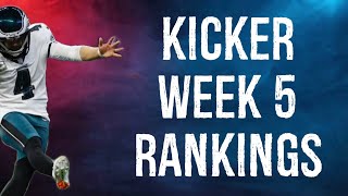 Top 12 Kicker Rankings Week 5 Fantasy Football