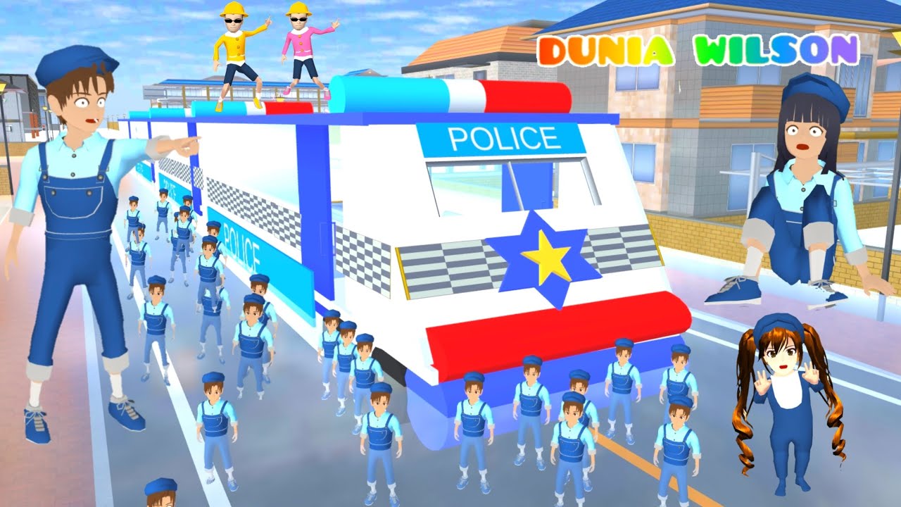 Yuta Kumpul Pasukan Polisi Tangkap Penjahat Di Kereta Api Polisi Banjir Mio Panik | Sakura School