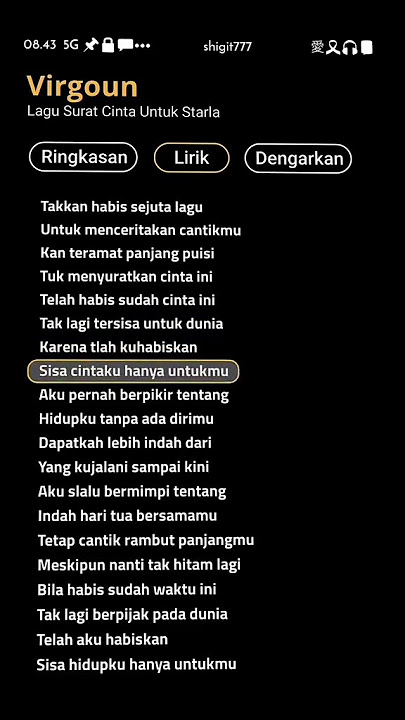 Lirik lagu virgoun - lagu surat cinta untuk starla #mentahan30detik #mentahan #mentahanliriklagu