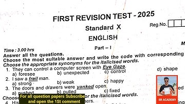 10th English 1St revision exam 2025 original question paper cpt dt |model question paper 2026
