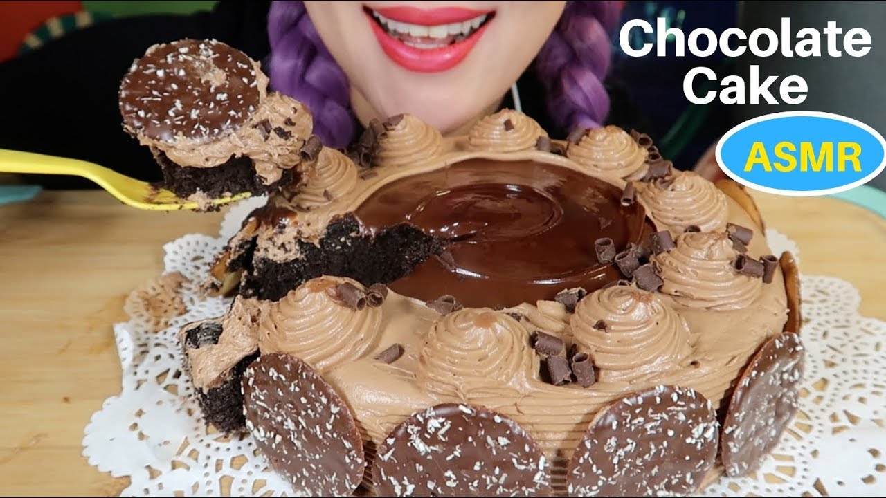 ASMR CHOCOLATE CAKE FUDGE ICED | 초코케이크 리얼사운드 먹방チョコレートケーキ | CURIE. ASMR