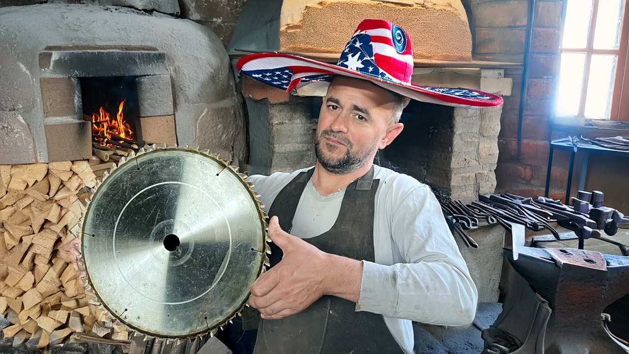 Превращение пильного полотна в дамасский меч за 10 000 долларов. Создание шедевра.