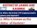 History of Jammu and Kashmir || Most important Basics Questions of history of J&K