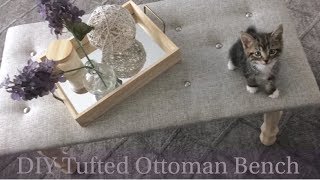 DIY Gray Tufted Ottoman Bench | Home Decor | 2000 Subscribers!!!!!