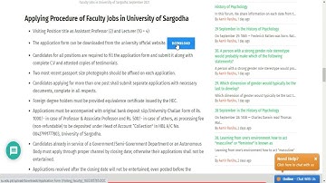 Faculty Jobs in University of Sargodha September 2021