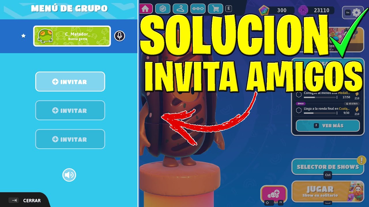 COMO INVITAR AMIGOS EN FALL GUYS TEMPORADA 2 - SOLUCION ERROR INVITAR A