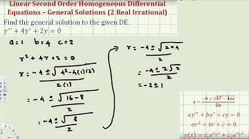 Linear Second Order Homogeneous Differential Equations   (two real irrational roots)
