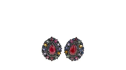 Lisa Klein Ruby and Multigemstone Earrings