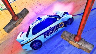 Car Police Chases vs Giant Hammer vs Ramp - BeamNG Drive Mods - Cars Mobil