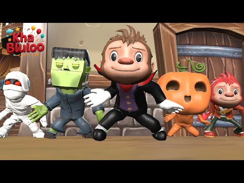 Five Little Monsters Jumping on the Bed | KhaBluloo Nursery Rhymes & Kids Song