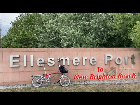 Brompton bike ride from ELLESMERE PORT TO NEW BRIGHTON BEACH CHESTER, England