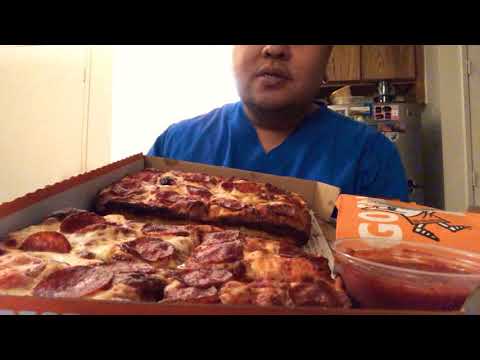 Little Caesars DEEP DISH Pizza and Crazy Bread Mukbang eating show ASMR