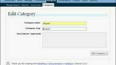 Manage Wordpress Blogroll Categories Tutorial