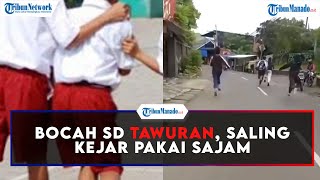 Viral! Bocah SD Tawuran, Saling Kejar Pakai Sajam