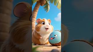 Cute Guinea Pig And Coconut Sticking Their Tongues Out At Each Other