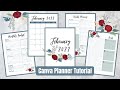Beautiful printable planner for february 2022 using canva  digital plan with me tutorial