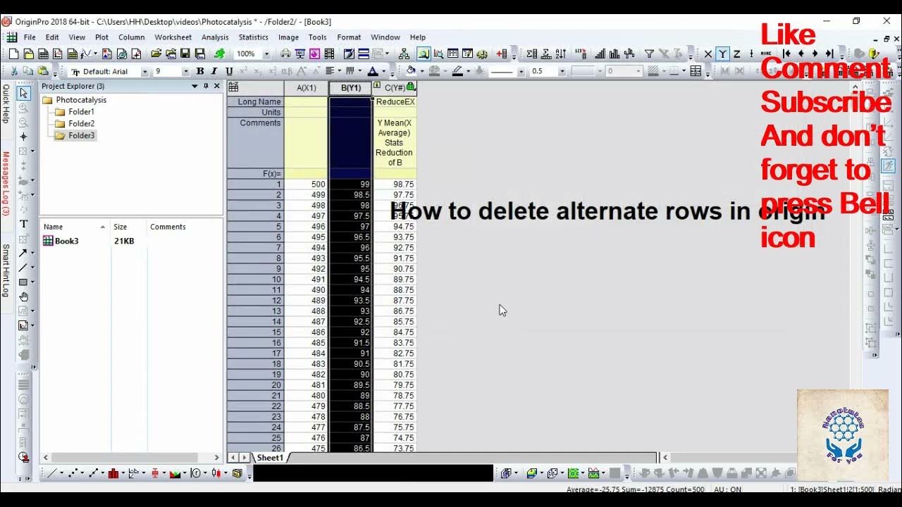How to delete extra data in rows in origin - YouTube