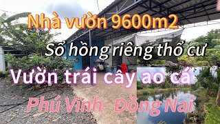 🎯 BÁN LÔ ĐẤT VƯỜN 9.600M² – CÓ AO CÁ – NHÀ SẴN – 300M² THỔ CƯ – PHÚ VINH, ĐỒNG NAI 🎯
