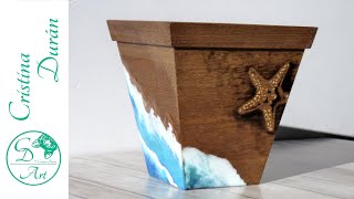 RESIN ART + PYROGRAPHY – Decorating a wooden flowerpot