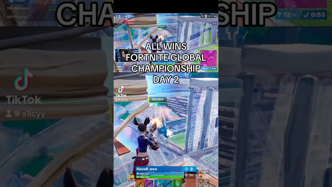 ALL WINS FORTNITE GLOBAL CHAMPIONSHIP DAY 2 