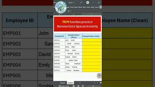 Excel TRIM Function Explained! 🧹 Remove Extra Spaces Instantly! 🔥 ⭐ #shorts #shortsfeed