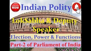 LokSabha Speaker | It's Election, Power & Functions | Part 2 of Parliament of India