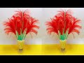 How to make Beautiful Vase with Ribbon/DIY Easy flower Craft idea/Ribbon Guldasta/bottle Craft