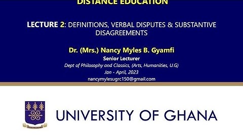 UGRC150 - SESSION 2 : DEFINITIONS, VERBAL DISPUTES & SUBSTANTIVE DISAGREEMENTS