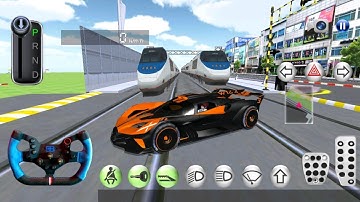 New Bugatti Car vs Bullet Train Railway Station in 3D Driving Class - Android IOS Gameplay