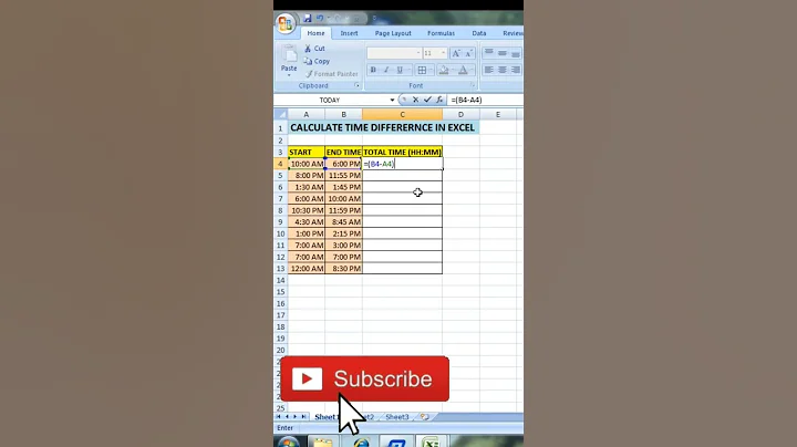 How to Calculate Time difference in excel #short #excel #computer #skcomputer