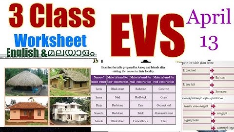 Class 3 Evs worksheet april 13|3 std evs|victers std 3 evs clasd|evs|parisarapadanam