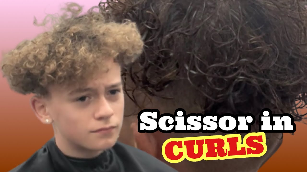 How to cut men’s curly hair with the scissor ( full tutorial step by
