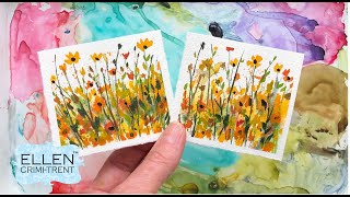 EASY Watercolor Tutorial  Yellow & Orange Wildflowers Mini Monday Madness