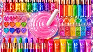 Satisfying Slime ASMR🌈 DIY How To Make Lovely Pink Slime Mixing Random Makeup Lipstick Glitters Nail